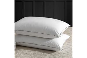 APSMILE Almohada de Pluma 50x75, Almohada de Lujo para Dormir de Pluma de Ganso, 100% algodón orgánico Funda, Almohada de Cama Envuelta en poliéster de la colección hotelera (Blanca, 2 Piezas)