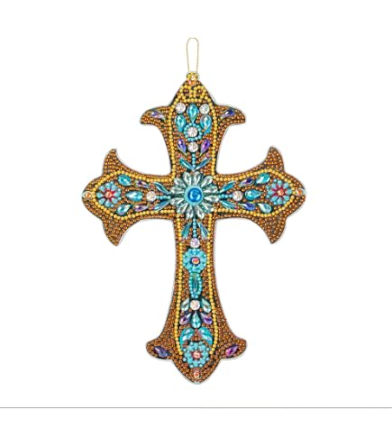 GORGECRAFT Croix Murale En Acrylique Bleue 10x16cm - Crucifix Baptême Fidèle Et Grâce, Décoration Suspendue Pour Fenêtre, Maison, Salon Ou Chambre D'Enfant