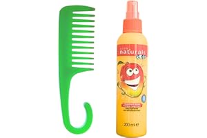 ROSHEARRY Wide Tooth Detangling Comb & Kids Magnificent Mango Detangler Spray 200ml Bundle - Tame, Smooth and Detangle Unruly Hair (Green)
