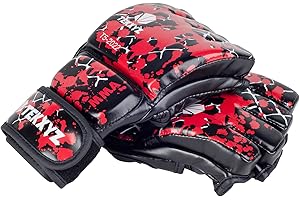 TEKXYZ Guanti MMA, palmo aperto e mezzo guanto MMA guanti con doppia cinghia in velcro per boxe, arti marziali, muay thai, kickboxing e altri allenamenti di arti marziali