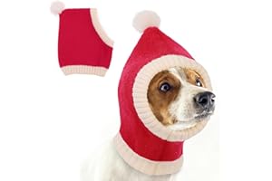 KONVINIT Large Dog Christmas Hat Knitted Design - Extra Big Santa Hat for Large Breed Dogs, Stretchy Festive Winter Cap with Pom Pom