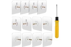 [12-Set]OOTSR 70x70mm Tornillos adhesivos desmontables Clavos para colgar pegajosos de montaje en pared sin dejar rastro No perforar para el baño Cocina Cuarto de almacenamiento Azulejo Pared Ducha