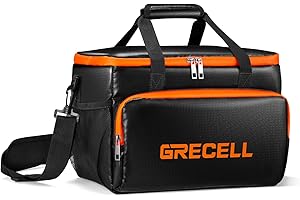 GRECELL Fire-Proof Carrying Case Bag Compatible with Jackery Explorer240/300/160/500/Anker521 Portable Power Station, Waterproof Camping Travel Storage Case Bag Multi-Pockets for Charging Cable and Accessory