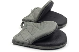 E-GREETSHOPPING 1 Pair Short Oven Mitts, Heat Resistant Silicone Kitchen Mini Oven Mitts for 500 Degrees, Non-Slip Grip Surfaces and Hanging Loop Gloves, Baking Grilling Barbecue Microwave Machine Washable, 500℉/260℃