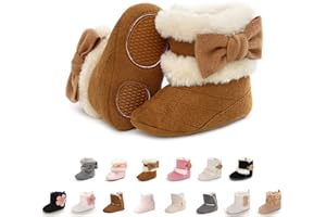 EDOTON Stivaletti Invernali con Bottoni Design per Bambini Fondo Morbido Antiscivolo Stivali da Neve Bambino Cotone Piatto Pelliccia Scarpe Calde