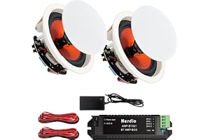 Herdio 20 cm Bluetooth-takhögtalare max effekt 480 watt 2-vägs infälld montering i vägghögtalare, perfekt för badrum, kök, va