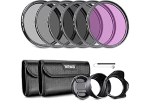 NEEWER 77mm Pack de filtros ND y Accesorios de Lentes, Kit de filtros ND2 ND4 ND8 UV FLD CPL (polarizador Circular) con Tapa de Lente