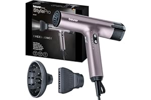 ‎BEURER Beurer HC 100 Excellence Haartrockner, Föhn mit kraftvollem Digitalmotor, trocknet bis zu 20% schneller, leichtes Gewicht, besonders leise, Ionenfunktion für glänzendes Haar, inkl. Volumendiffusor