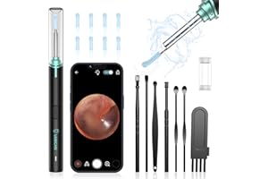 Ohrenschmalz Entferner Otoskop, LMECHN Endoskopkamera IP67 Wasserdichte, 1920P Wifi Ohrreiniger, Endoskopmit 3.5mm Linse und 6 LEDs für iPhone, iPad und Android-Smartphones.(Schwarz)