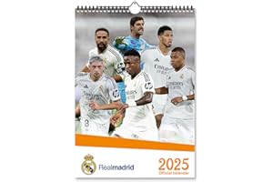GRUPO ERIK Calendario 2025 pared A3 Real Madrid Temporada 24/25 - Calendario pared grande, Planificador mensual: Con Ilustraciones a todo color (29,7x42 cm)