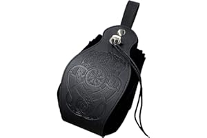 MAYTING Pochette à Cordon en Similicuir Médiéval Ceinture Portable LARP Taille Sac Viking Renaissance Cosplay Costume Sac à Main Steampunk Sac à dés pour Hommes Femmes (F)