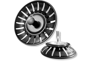 SHFYFHS 1 Stück Küchenspüle Sieb, Spülbecken Siebkörbchen Edelstahl Spülbecken, Edelstahl Spülbecken Sieb Stopper, Abflussstopfen, Siebkörbchen Spüle,für Küchenspüle Sieb Antiblocking 78mm (schwarz).