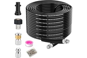 GEMMAHW Manguera Desatascadora 15 m para Hidrolimpiadora, 200 Bar Kit Limpieza de Tuberías con Boquilla Jet y Boquilla Rotativa, Compatible con Kärcher K2–K7 – Kit Sewer Jetter para Desagües y Tuberías