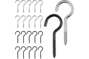 AiQInu Crochet à Visser - 20 Pièces, 40mm, Inox - Pour Maison, Bureau et Lieu de Travail (Noir, Argent)