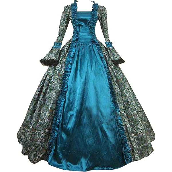 Generico Medievale Vestito Donna Abito, Costumi Carnevale Donna Abito, Maniche Lunghe Abito Vittoriano Donna Vestito Gotico Steampunk Rinascimento per Halloween, Costume Carnevale