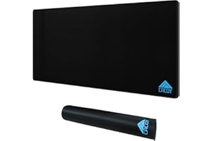 Cacoy Duża podkładka pod mysz dla graczy, 110 x 50 cm, rozszerzona podkładka pod mysz na biurko z przyszytymi krawędziami, antypoślizgowa podkładka pod klawiaturę, na biurko, czarna