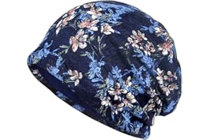 YONKINY Gorro Quimioterapia Para Mujer Verano Sombrero Algodón Transpirable Turbante Gorro Flor Impresión Gorra De Noche Hip-Hop Slouch Beanie Hat Para Al Aire Libre Running