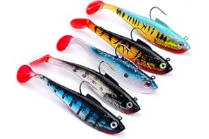 pclapora 5 Piezas Señuelos Spinning, 11cm Señuelos Artificiales De Pesca, Pre-Rigged Jig Head Swimbaits, Cebo para Capturar Peces Depredadores, Pesca para Lucio, Trucha, Perca, etc