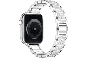 Oielai Metal Strap Compatible with Apple Watch Strap 41mm 38mm 40mm for Women, Replacement Bling Diamond Rhinestone Strap for Apple Watch SE/iWatch Series 9 8 7 6 5 4 3 2 1, 38mm/40mm/41mm, Silver