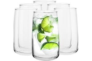 TREND FOR HOME Grand Verre a Eau Long Drink | 480 ml | Lot de 6 | Verres Highball Verre Eau Verres à Jus et Soda et Eau Tumbler à Cocktail Verre en Lot | Sécurité au Lave Vaisselle | Collection Emma