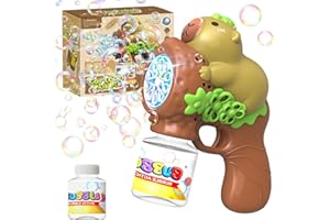 Babuloo Bubble Gun for Kids, Automatic Bubble Machine 10000+ Bubbles per Minute with Bubble Solution/Lights, 10 Holes Outdoor Bubble Blower Guns Toy for Summer Party Wedding Gift