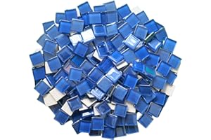 Yuvori Piastrelle a mosaico quadrate in vetro iridescente, 1,5 cm, 0,5 kg, fai da te, cornici, vasche da bagno, sottobicchieri, vasi, decorazione per interni (blu)