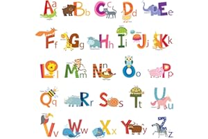 DECOWALL DS-8002 Animal Alphabet (Small) Kids Wall Stickers Decals Peel and Stick Removable for Nursery Bedroom Living Room Art murals Decorations