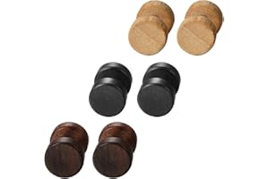 Aroncent Homme Femme 3 Paires Boucles d'oreille Clous d'oreilles Rond Fantaisie Tunnel Punk Cool Chic en Acier Inoxydable et Bois Couleur Noir Or Brun 8mm/10mm/12mm