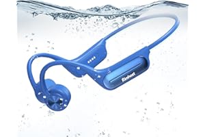 KIM HOST Swimming Bone Conduction Open-Ear Headphones Bluetooth 5.3 Sport Headset 32GB MP3 Player IP68 Waterproof for Daily-Life, Running, Hiking, Cycling (Blue)