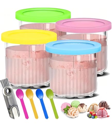 WRQIOO Creami Behälter Set 4x680ml - Ersatz Für Ninja Creami NC500/501 Serie