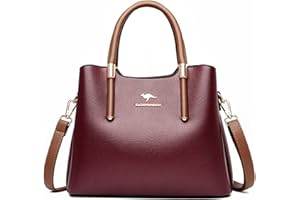 NICOLE & DORIS Sac à Main Femme Tendance Sac à Bandoulière Chic Sac Fourre Tout Moyen Modèle Sac Epaule en PU Cuir Sac D'épaule Simplicité avec Multipoches Bourgogne