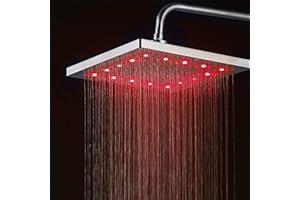 QJIRZB Alcachofa de ducha LED fija de 8 pulgadas, cabezal de ducha cuadrado que cambia de color, cabezal de ducha de lluvia de acero inoxidable de alta presión, cabezal de ducha ultrafino