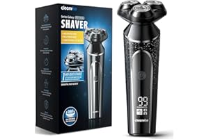 CLEANWISE Electric Razor for Men,Wet & Dry Cordless Rotary Shavers with LCD Display,90Mins Shaving Time,IPX7 Waterproof,Pop-up Beard Trimmer,Magnetic Shaving Head,USB Rechargeable,Child Lock for Easy Cleaning