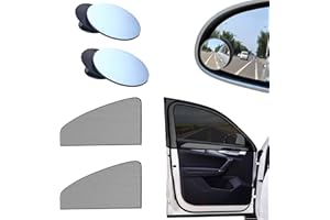 PRO-NOKE 2pcs Car Window Shade Car Side Window Sun Shade Blocks UV Rays and Privacy Protect Camping Protection from Bugs, UV and Car Mosquito Net w/t 2 Blind Spot Mirrors (Rear)