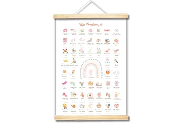 Générique Affiche Souvenir des Premières Étapes de Bébé, 60 Moments Précieux,mes premieres fois, Papier Premium 350g