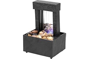 Nuyhgtr Fontana portatile da tavolo a cascata da tavolo, nera, da tavolo, fontana da meditazione Feng Shui Zen