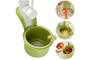 Sieb für Spülbecken, Snap-Button Spülbecken Sieb Wasserhahn Hängend, Abnehmbares Silikon Spülbeckensieb, Abflusskorb Sieb für Spülbecken Aufhängbar, Runder Spüle Sieb Korb Für Gemüse Obst Küche Sieb