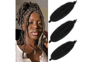 Leeven Springy Twist Kręcone włosy wstępnie rozdzielone, 3 opakowania, sprężynowe skręcane włosy do przedłużania Marley Locs, czarne włosy do przedłużania metodą Marley, Kinky Marley, 1B#