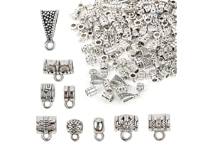 VINFUTUR 100g 140pcs Mixtes Perles Argent Tibétain Intercalaires Tubes Perles en Alliage pour Création de DIY Bijoux Bracelets à Breloques Européens