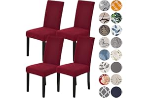 ‎HZDHCLH HZDHCLH Stuhlhussen 4er Set Stuhlbezüge Stretch abnehmbar, waschbar, Esszimmerstuhl-Schutzsitz für Hotel Restaurant Küche Hochzeitsfeier（Weinrot/6 Stück）