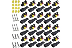 Nachlesy Automotive Waterproof Wiring Harness Connector Terminals, 2-Pin Way Motorcycle Car Electrical Wire Connectors Spark Plug, 20 set for Truck, Boat, and Other 18/20/22 awg Wire Connections