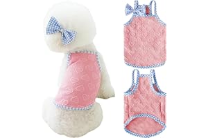 Fnaobai Vestiti estivi per cane di piccola taglia gatti Cucciolo Cuore Gilet Camicia Traspirante Animale Domestico Senza Maniche Canottiera per Cani di Piccola Taglia Media
