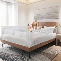 Sponda Letto Anticaduta Per Bambini 200 Cm HILEYOLLA - Rialzo Verticale, Rete In Nylon, Montaggio Facile