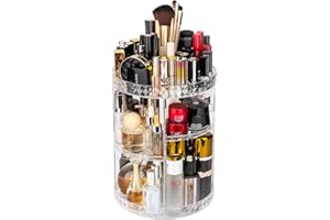 OBSGUMU Rotating Makeup Organiser, 360 Rotating - Large Capacity Storage for Women, Girls (Transparent)