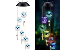 HeiPen Owl Gift, Solar Wind Chimes Garden Gifts for Her, Mum, Grandma, Mothers Day, Christmas, Outdoor lights Decoration for Garden Yard Porch (Owl)