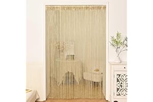 XYVOR Cortina de Hilos 100x200cm, Tiras para Cortinas Antimoscas, Recortable Fácil de Limpiar, Eficaz para Repeler Insectos Voladores para Bodas,Cafeterías,Restaurantes Y Decoración de Escaparates (Champán)