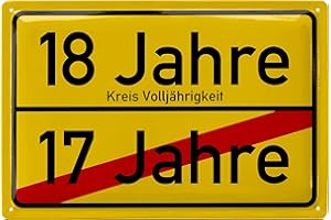 ‎LANOLU LANOLU Retro Blechschild Ortschschild 18. Geburtstag Junge - Alternative zur Geburtstagskarte 18 Jahre - Geschenke zum 18 Geburtstag und Geburtstagsdeko, 20x30cm