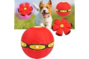 Adiwo Palla Volante Frisbee per Cani, Pet Magico Disco Volante Palla, Palline Giochi Interattivi per Cani con Luci Colorate(Rosso)