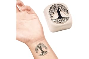 LaDot Tatouage Temporaire pour Enfants et Adultes, Faux Tatouage Doux pour la Peau, Tampon de Tatouage Ephemere pour le Corps et le Bras, Résistant à l'Eau, Arbre de Vie