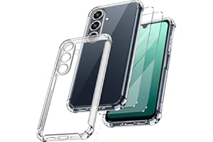New&Teck Coque pour Samsung Galaxy A16 4G/5G + 2 Verre Trempé Protection écran, Housse Etui en Silicone TPU Souple, Bumper avec Coins Renforcés, Protection Claire. (Transparent)